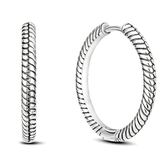 S925 Sterling Silver Lasso Hoop Earrings - Picture 1 of 3